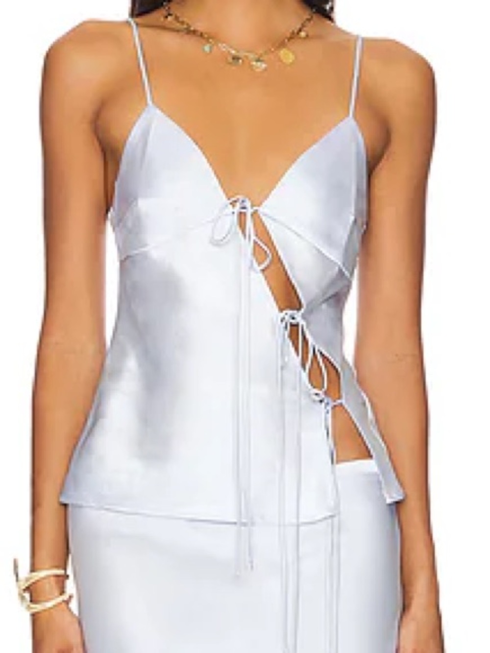 Lioness blue satin tie top - Small